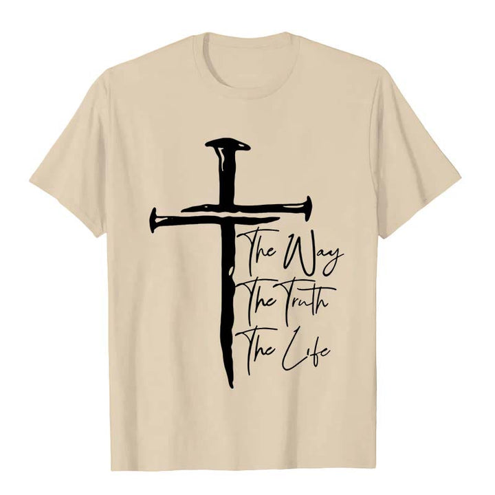 T-shirt unisexe Christianartworkshop - Croix noire inspirée par la foi : Le chemin, la vérité, la vie - Beige - 2XL - image 5