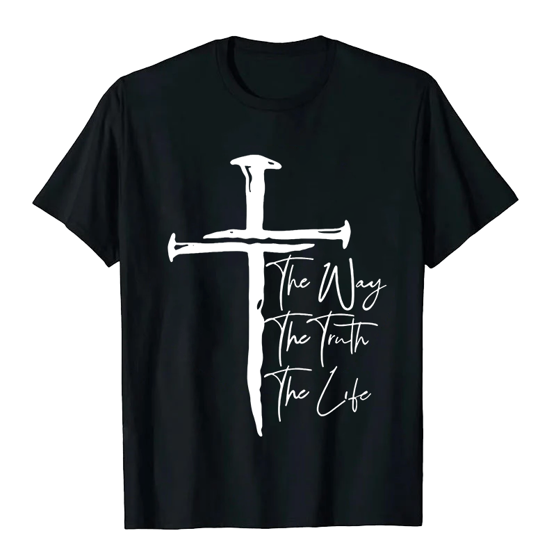 T-shirt unisexe Christianartworkshop - Croix noire inspirée par la foi : Le chemin, la vérité, la vie - Noir - 2XL - image 3