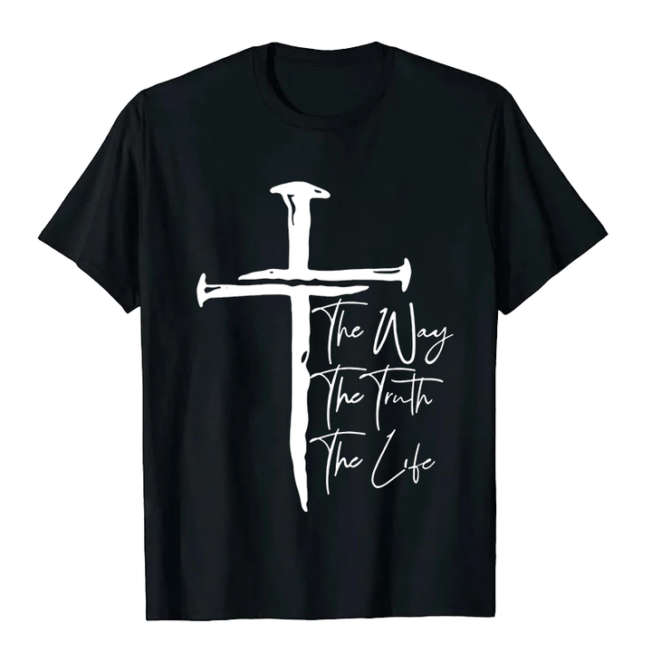 T-shirt unisexe Christianartworkshop - Croix noire inspirée par la foi : Le chemin, la vérité, la vie - Noir - 2XL - image 3