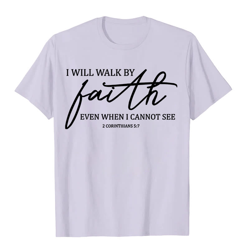 T-shirt unisexe Christianartworkshop « Je marcherai par la foi », citation biblique - Violet clair - 2XL - image 0