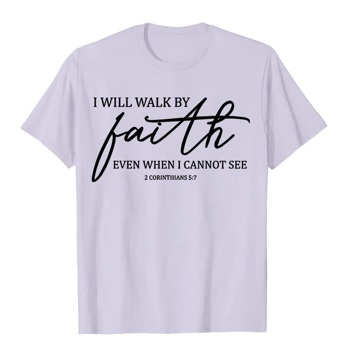 T-shirt unisexe Christianartworkshop « Je marcherai par la foi », citation biblique - Violet clair - 2XL - image 0