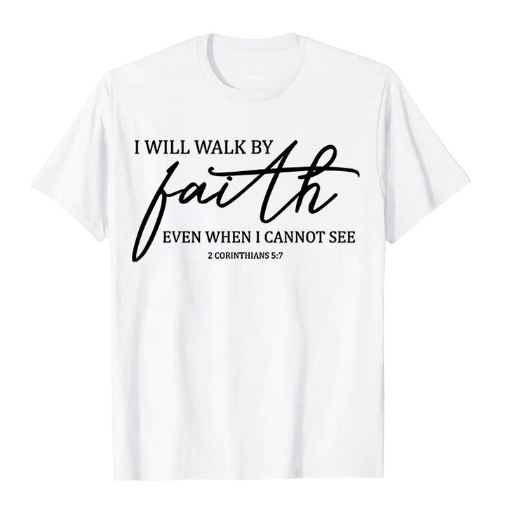 T-shirt unisexe Christianartworkshop « Je marcherai par la foi », citation biblique - Blanc - 2XL - image 3
