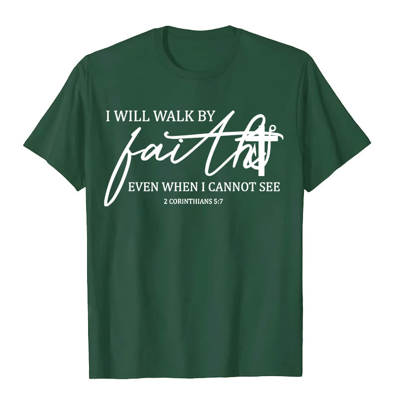 T-shirt unisexe Christianartworkshop « Je marcherai par la foi », citation biblique - Vert foncé - 2XL - image 7