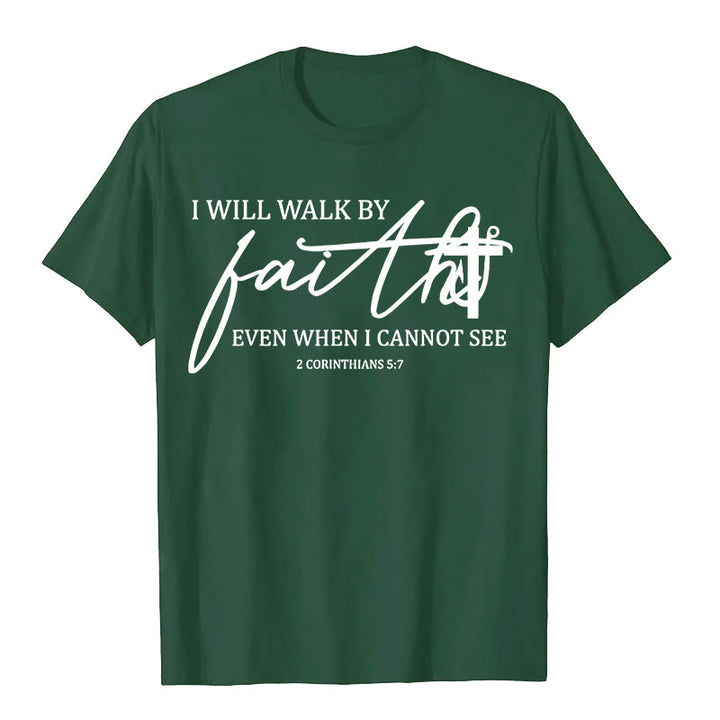 T-shirt unisexe Christianartworkshop « Je marcherai par la foi », citation biblique - Vert foncé - 2XL - image 7