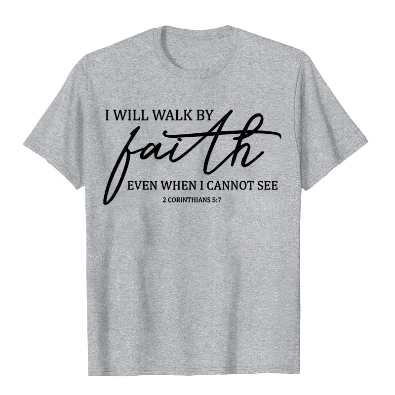 T-shirt unisexe Christianartworkshop « Je marcherai par la foi », citation biblique - Gris - 2XL - image 8