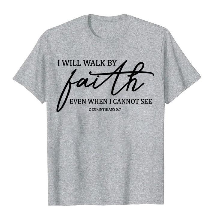 T-shirt unisexe Christianartworkshop « Je marcherai par la foi », citation biblique - Gris - 2XL - image 8