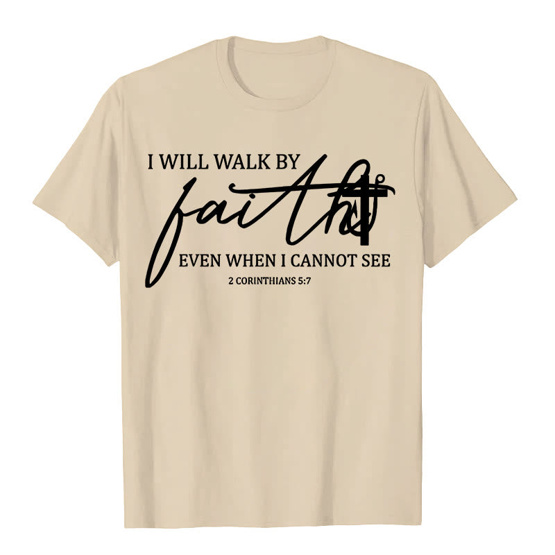 T-shirt unisexe Christianartworkshop « Je marcherai par la foi », citation biblique - Beige - 2XL - image 4