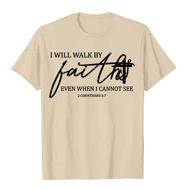 T-shirt unisexe Christianartworkshop « Je marcherai par la foi », citation biblique - Beige - 2XL - image 4