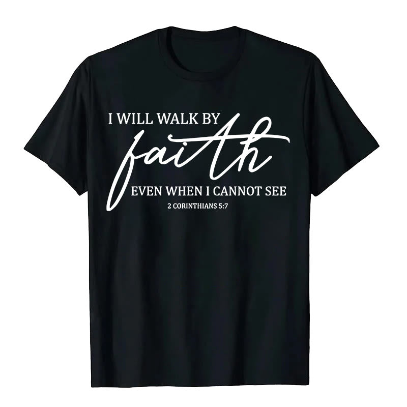 T-shirt unisexe Christianartworkshop « Je marcherai par la foi », citation biblique - Noir - 2XL - image 9