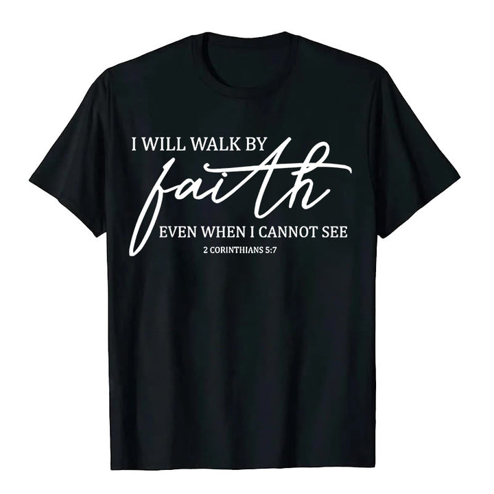 T-shirt unisexe Christianartworkshop « Je marcherai par la foi », citation biblique - Noir - 2XL - image 9