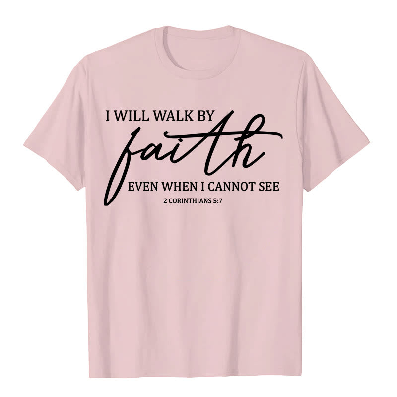 T-shirt unisexe Christianartworkshop « Je marcherai par la foi », citation biblique - Rose clair - 2XL - image 5
