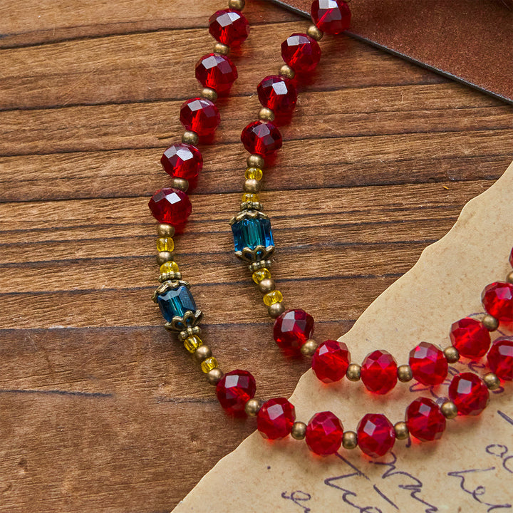 Christianartworkshop FOI PRIÉE : Chapelet en cristal rouge de Bohême tchèque fait main avec carte cadeau - image 8