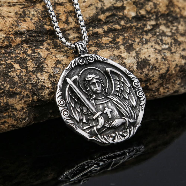 Christianartworkshop Collier pendentif amulette artisanal de l'archange Saint Michel, protégeant notre présence - Archange Saint Michel - image 0
