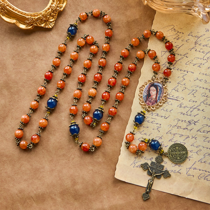 Christianartworkshop FOI PRIÉE : Chapelet en calcédoine orange fait main avec carte cadeau - image 6