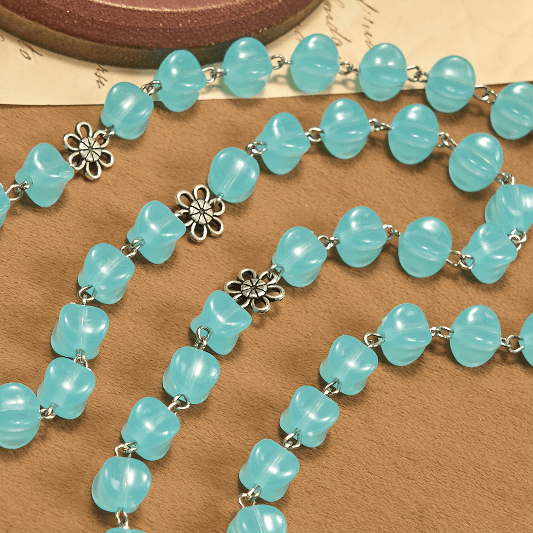 Christianartworkshop Chapelet en alliage rose, perles cubiques bleues, avec icône de la Vierge et crucifix - image 5