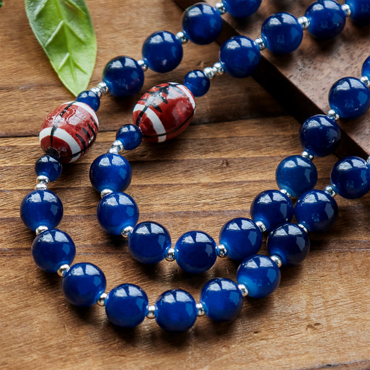 Christianartworkshop Chapelet de prière pour le football, perles bleu foncé, médaille miraculeuse et crucifix : unissez foi et sport - image 6
