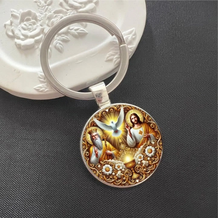 Christianartworkshop Porte-clés Sainte Trinité Divine : Triple Unité d'Amour, de Foi et d'Esprit - UN - image 0