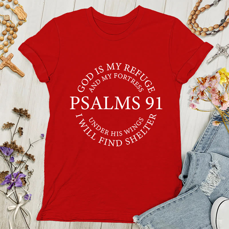 T-shirt Christianartworkshop Psaume 91 - T-shirt inspirant pour femmes - Rouge - 4XL - image 1