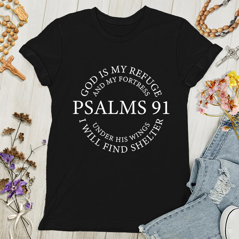T-shirt Christianartworkshop Psaume 91 - T-shirt inspirant pour femmes - Noir - 4XL - image 0