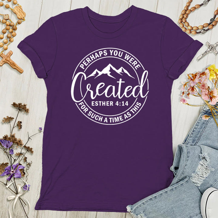 T-shirt « Peut-être as-tu été créé(e) » de Christianartworkshop - T-shirt femme sur le thème de la foi - Violet - 4XL - image 0