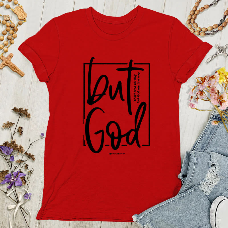 T-shirt graphique inspirant pour femmes « Mais Dieu » de Christianartworkshop - Rouge - 4XL - image 7