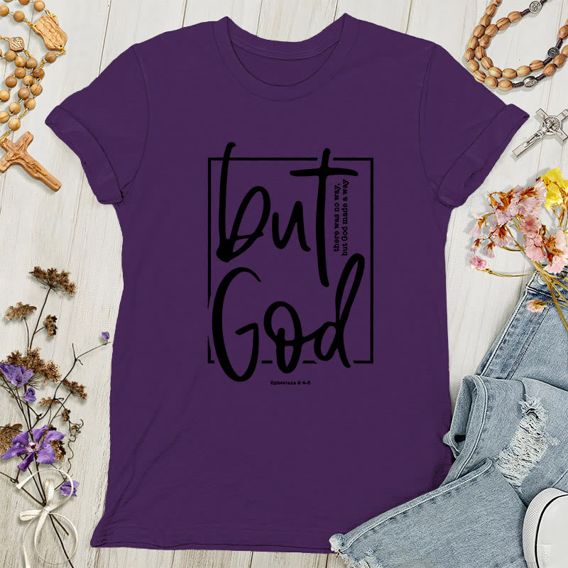 T-shirt graphique inspirant pour femmes « Mais Dieu » de Christianartworkshop - Violet - 4XL - image 6