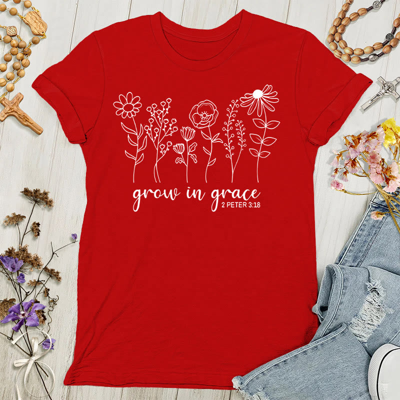 T-shirt femme Christianartworkshop « Grandir dans la grâce » 2 Pierre 3:18 - Rouge - 4XL - image 1