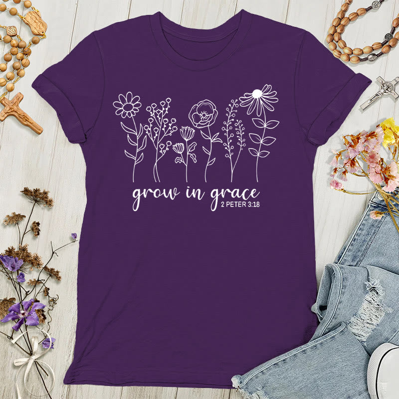 T-shirt femme Christianartworkshop « Grandir dans la grâce » 2 Pierre 3:18 - Violet - 4XL - image 4