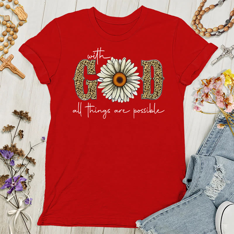 T-shirt femme Christianartworkshop « Avec Dieu, tout est possible » - Rouge - 4XL - image 1