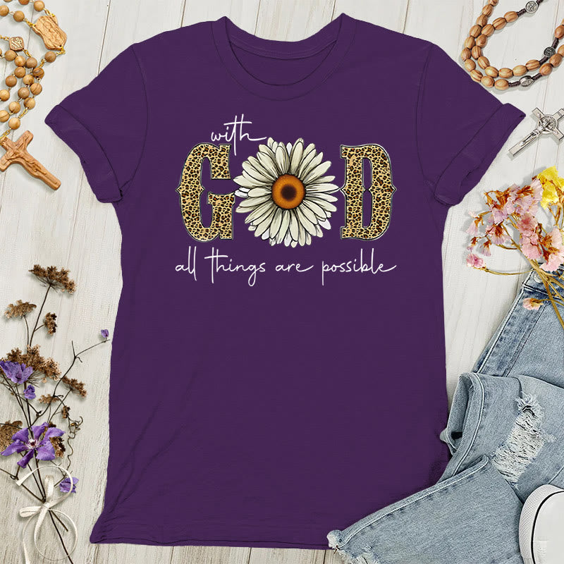 T-shirt femme Christianartworkshop « Avec Dieu, tout est possible » - Violet - 4XL - image 4