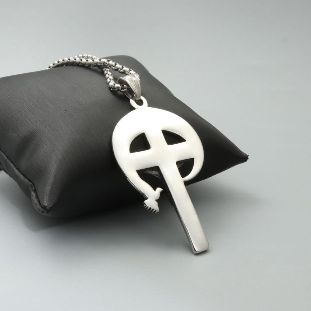 Christianartworkshop Crucifix sacré antique de style rétro avec colombe du Saint-Esprit et Veni Creator Spiritus - image 2