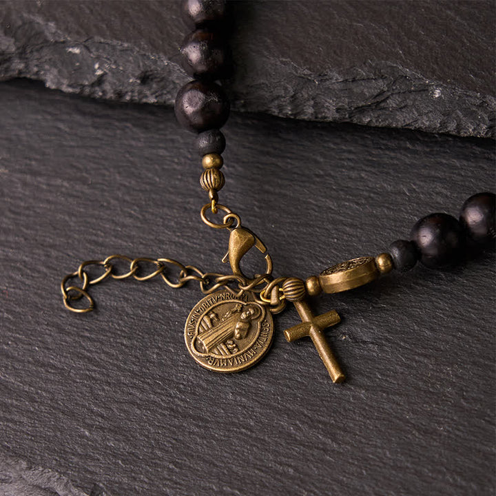 Christianartworkshop Bracelet de protection Saint Benoît le Bienheureux en perles d'ébène - image 3