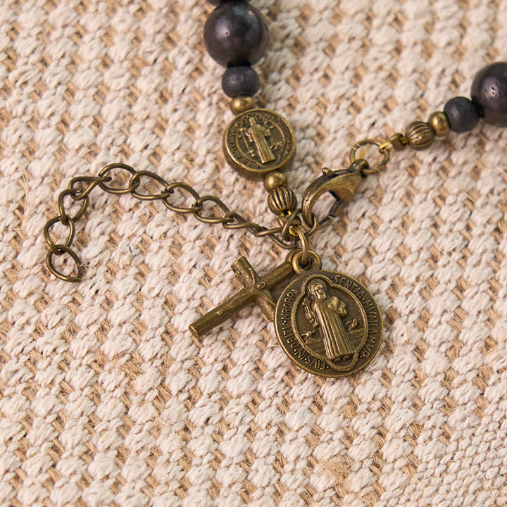 Christianartworkshop Bracelet de protection Saint Benoît le Bienheureux en perles d'ébène - image 12