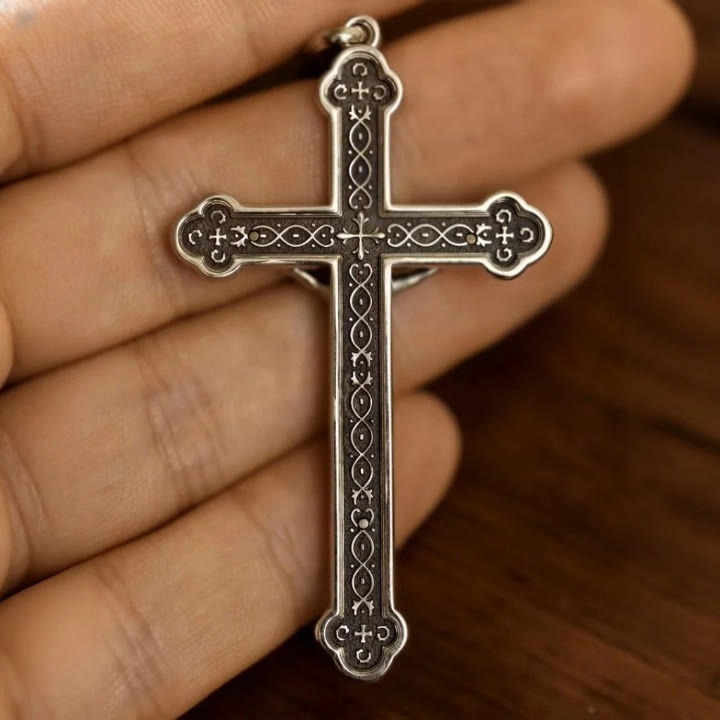 Collier pendentif croix INRI rétro en argent sterling de Christianartworkshop : un emblème de grâce - image 1