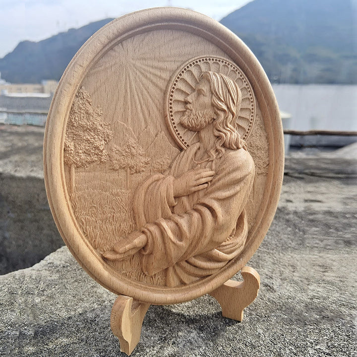 Christianartworkshop Ornement de jardin inspiré par la foi, représentant le Sacré-Cœur de Jésus, symbole de prière - image 2