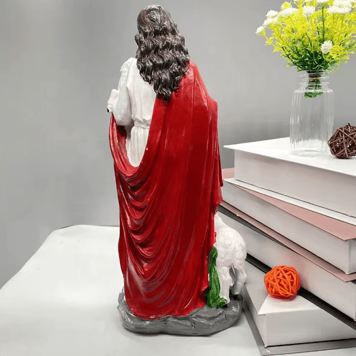Christianartworkshop Sculpture du Bon Pasteur avec l'Agneau du Sacré-Cœur : Invitez la foi dans votre foyer - image 5