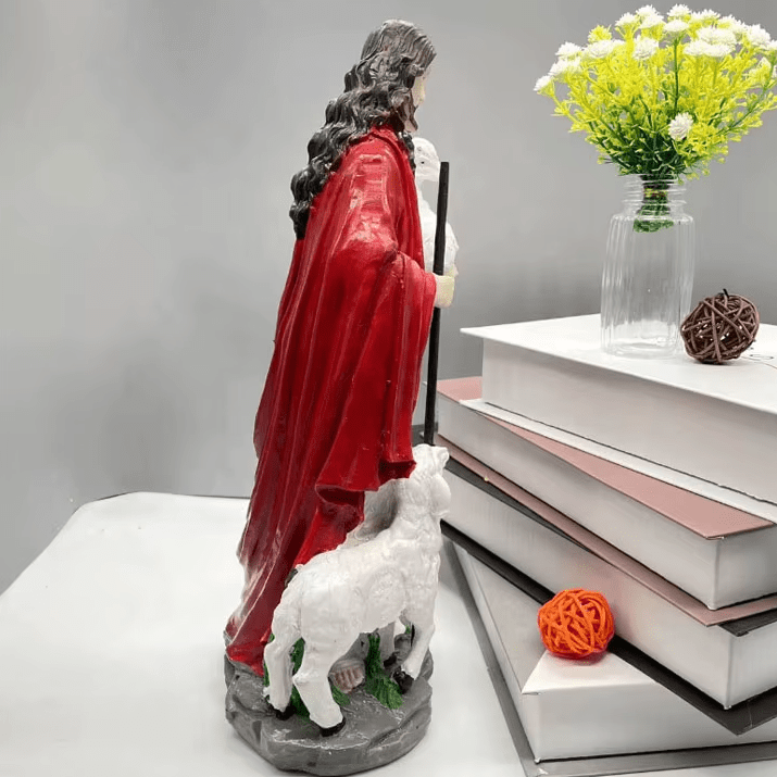 Christianartworkshop Sculpture du Bon Pasteur avec l'Agneau du Sacré-Cœur : Invitez la foi dans votre foyer - image 4