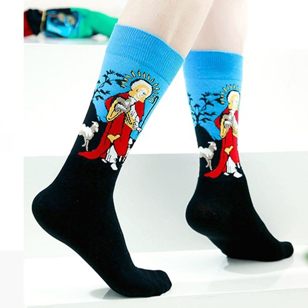 Christianartworkshop Chaussettes unisexes à motif Bon Berger Spirituel : Marchez chaque jour sous la guidance divine - Taille unique (EU 36-46 / US 4-13) - 10 paires - image 0