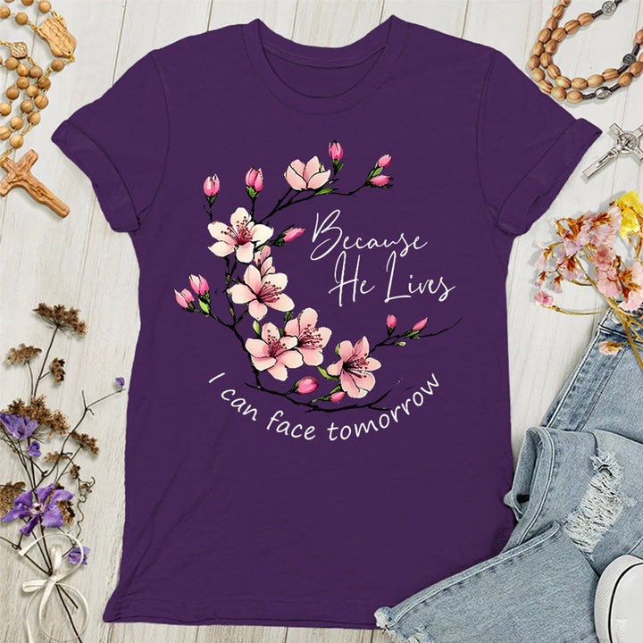 T-shirt femme « Parce que Dieu vit, je peux affronter demain » , Christianartworkshop - Violet - 4XL - image 5
