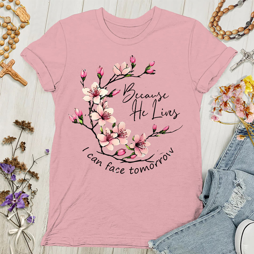 Christianartworkshop T-shirt femme « Parce que Dieu vit, je peux affronter demain » - Rose - 4XL - image 0