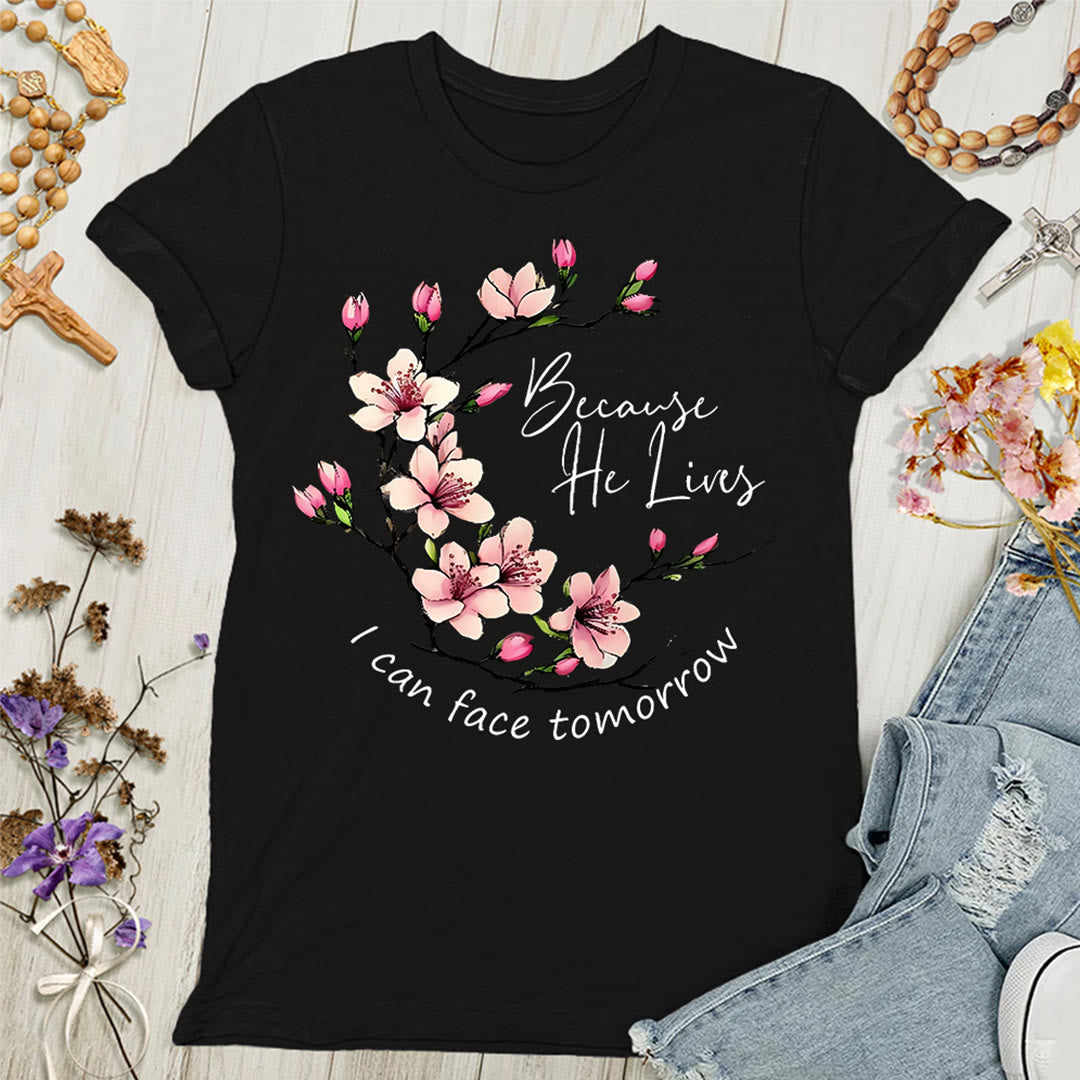 T-shirt femme « Parce que Dieu vit, je peux affronter demain » , Christianartworkshop - Noir - 4XL - image 6