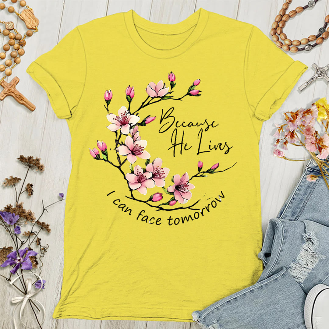 T-shirt femme « Parce que Dieu vit, je peux affronter demain » , Christianartworkshop - Jaune - 4XL - image 3