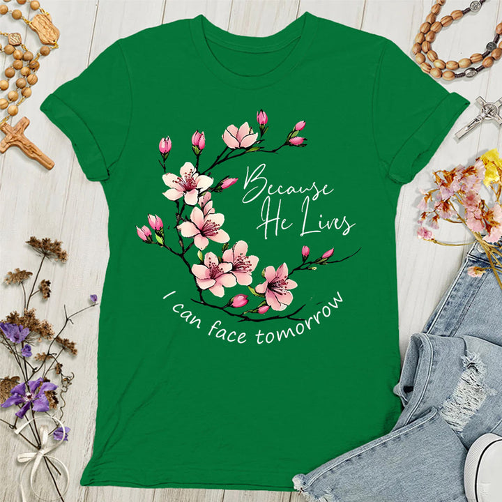 T-shirt femme « Parce que Dieu vit, je peux affronter demain » , Christianartworkshop - Vert - 4XL - image 7