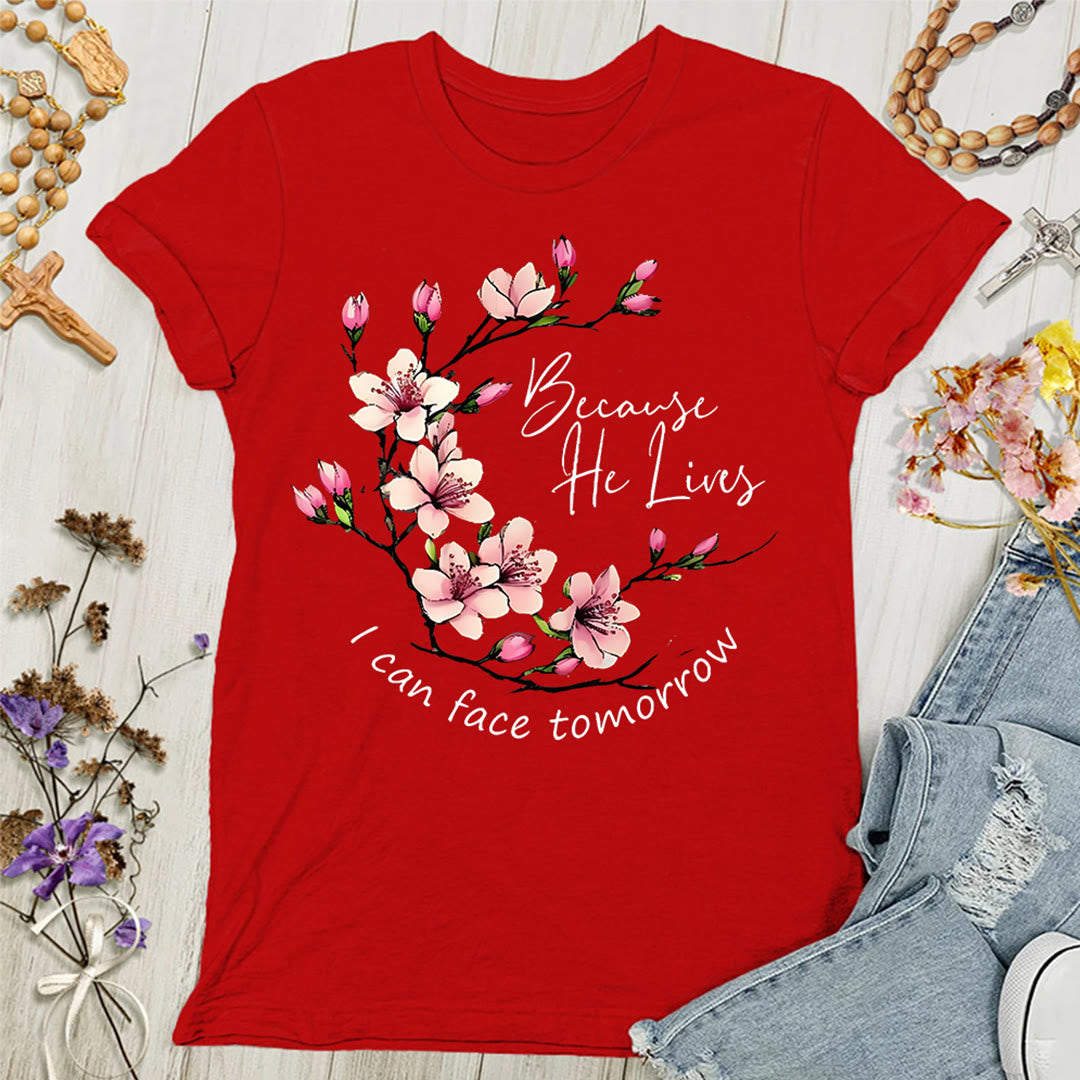 Christianartworkshop T-shirt femme « Parce que Dieu vit, je peux affronter demain » - Rouge - 4XL - image 8