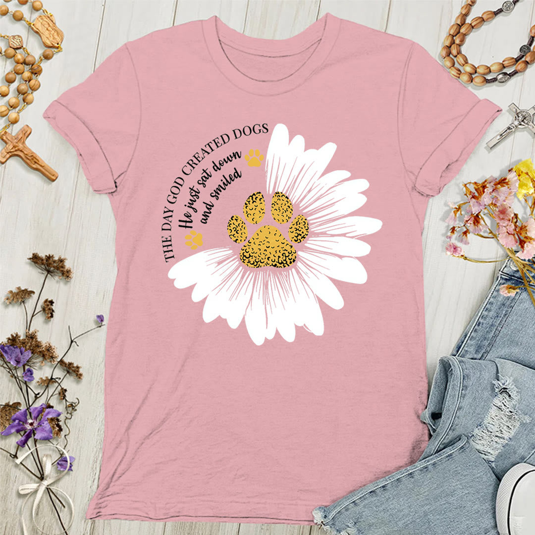 T-shirt femme Christianartworkshop « Le jour où Dieu créa les chiens » - Rose - 4XL - image 3