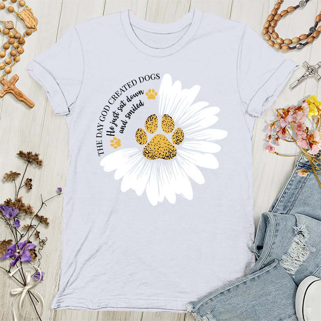 T-shirt femme Christianartworkshop « Le jour où Dieu créa les chiens » - Blanc - 4XL - image 0
