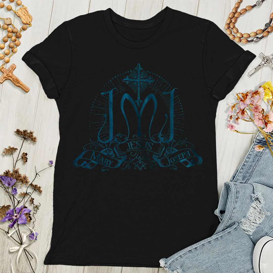 T-shirt femme Christianartworkshop Jésus Marie Joseph Sainte Famille - Noir - 4XL - image 9