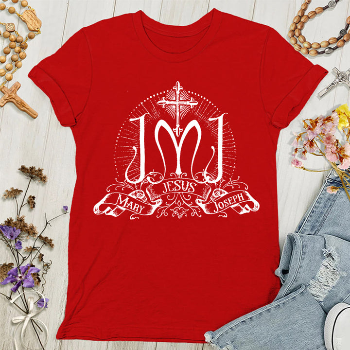 T-shirt femme Christianartworkshop Jésus Marie Joseph Sainte Famille - Rouge - 4XL - image 3