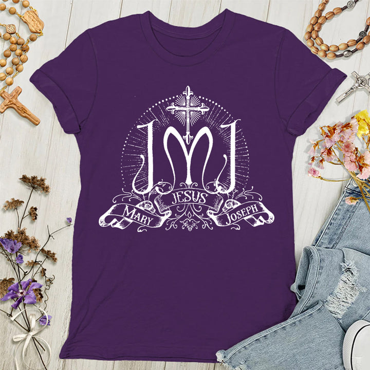 Christianartworkshop T-shirt femme Jésus Marie Joseph Sainte Famille - Violet - 4XL - image 0