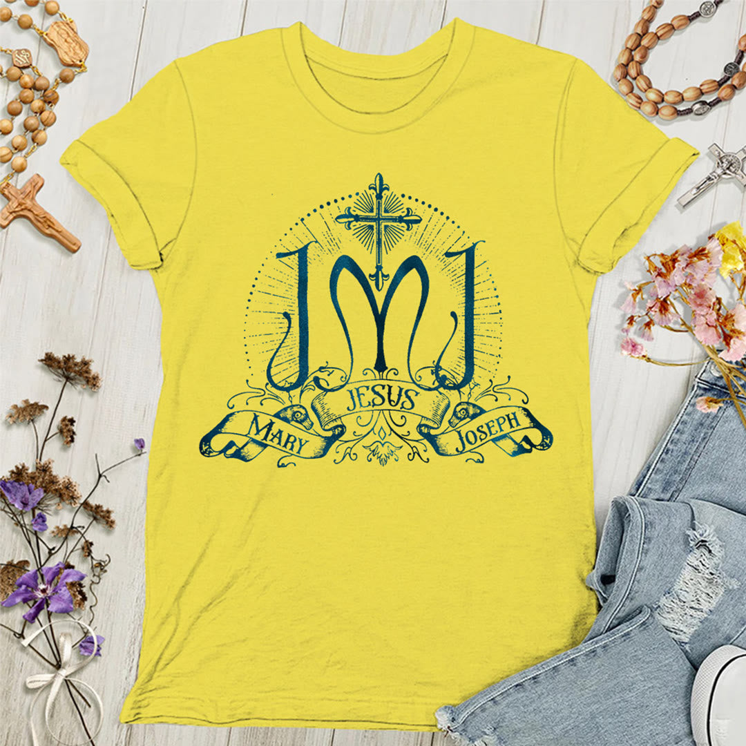 T-shirt femme Christianartworkshop Jésus Marie Joseph Sainte Famille - Jaune - 4XL - image 5